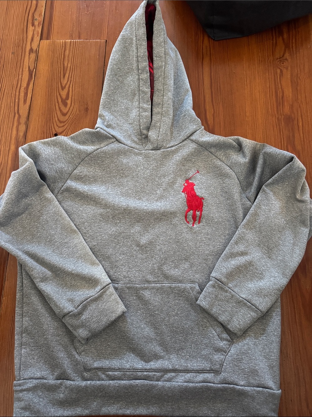 Polo by Ralph Lauren Gray Crewneck Hoodie with Red Polo Player Emblem